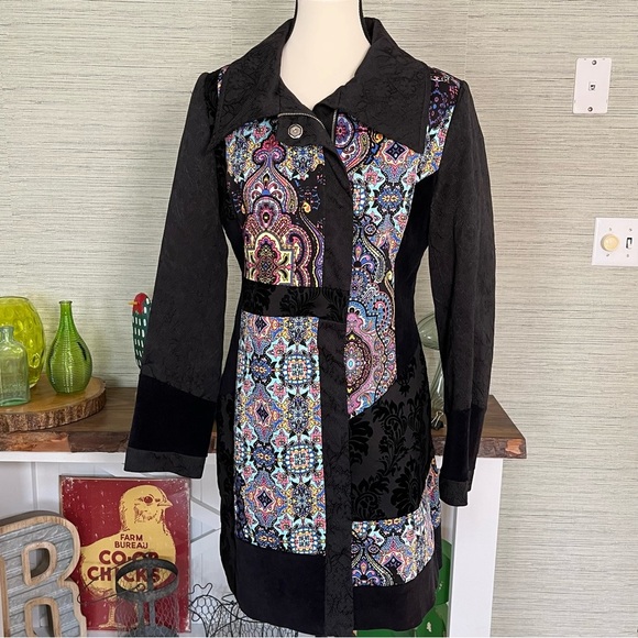 Bny’s Bunny’s Mixed Media Jacket Coat Woman’s Size 40 US M Brocade Velvet Unique - Picture 10 of 10